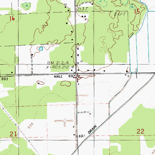 Topographic Map of Township of Moorland, MI