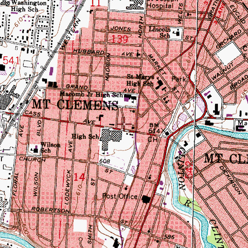 Topographic Map of City of Mount Clemens, MI