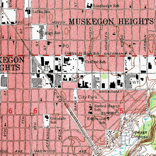 Topographic Map of City of Muskegon Heights, MI