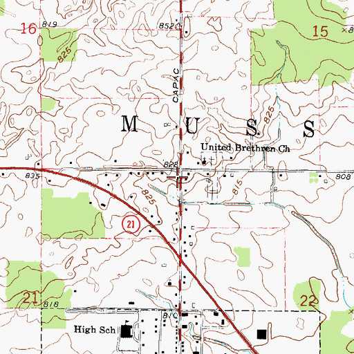 Topographic Map of Township of Mussey, MI
