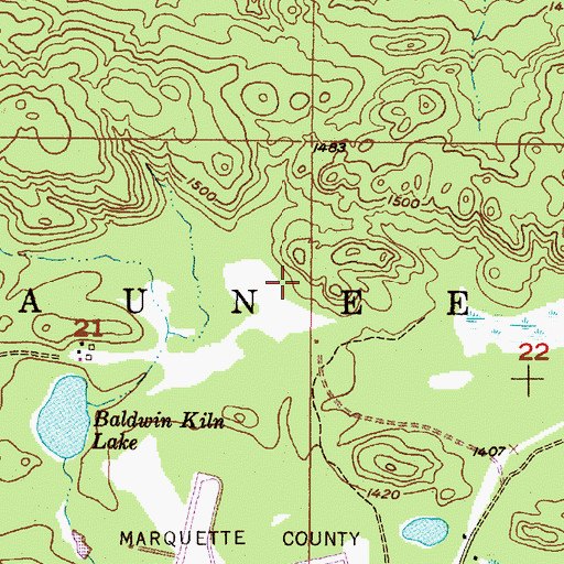 Topographic Map of Township of Negaunee, MI