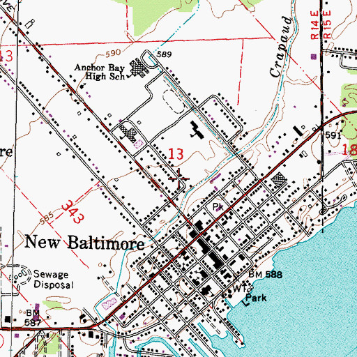 Topographic Map of City of New Baltimore, MI