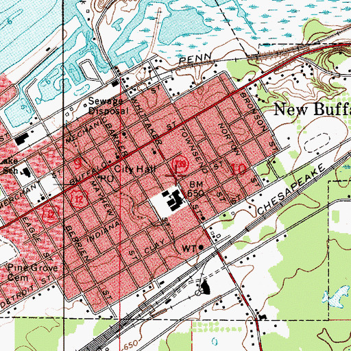 Topographic Map of City of New Buffalo, MI