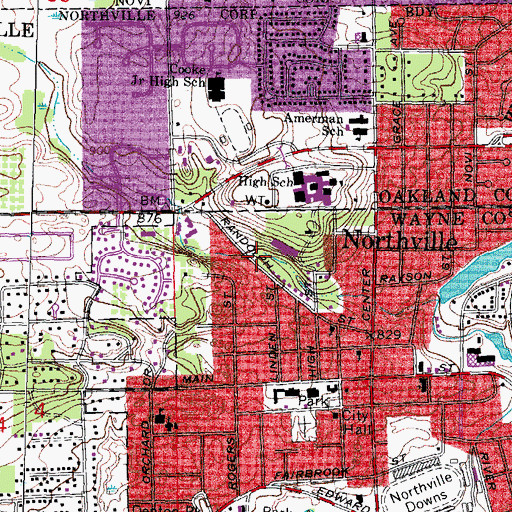 Topographic Map of City of Northville, MI