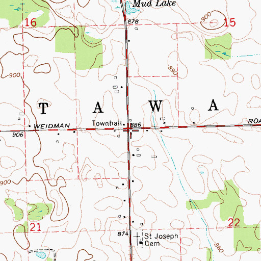 Topographic Map of Township of Nottawa, MI