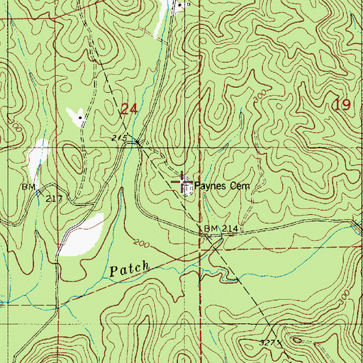 Topographic Map of Paynes Cemetery, AL