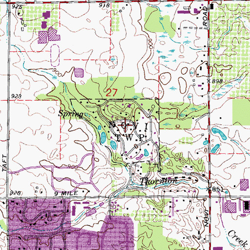 Topographic Map of Township of Novi, MI