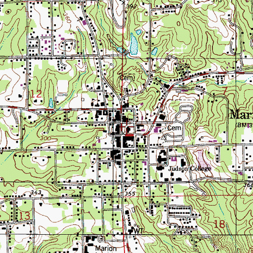 Topographic Map of Perry County Courthouse, AL