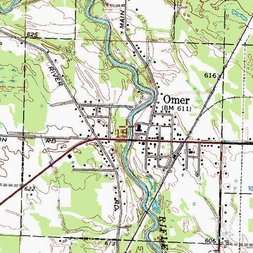 Topographic Map of City of Omer, MI