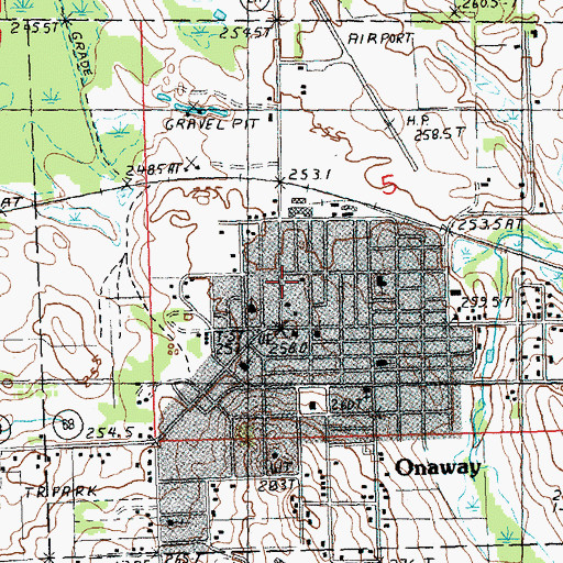Topographic Map of City of Onaway, MI