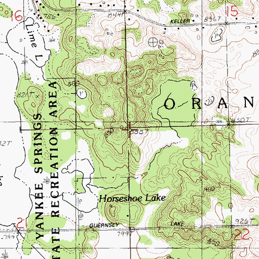 Topographic Map of Township of Orangeville, MI
