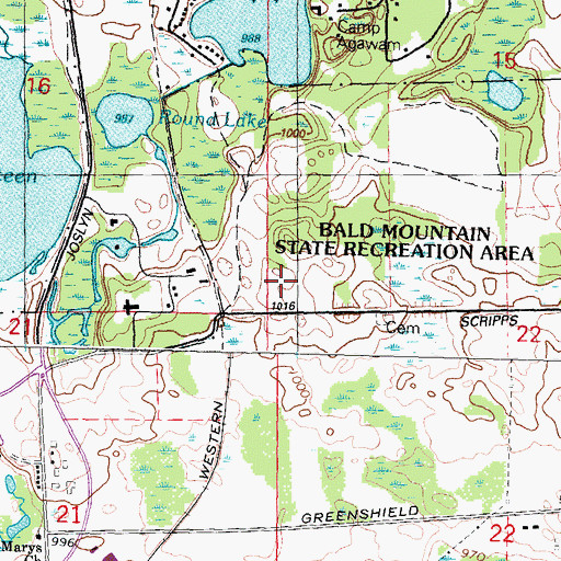 Topographic Map of Charter Township of Orion, MI