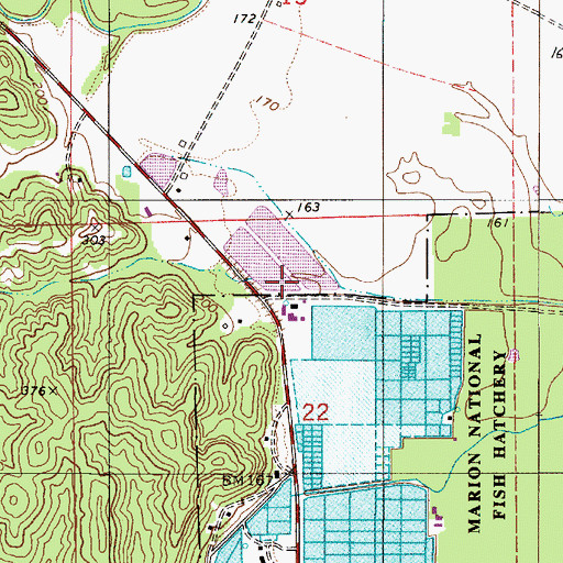Topographic Map of Perry Lake Recreation Area, AL