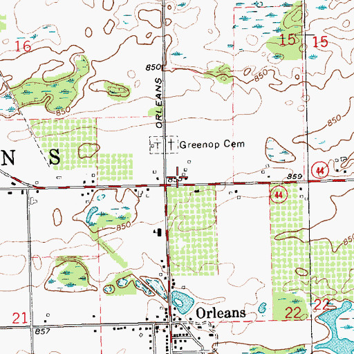 Topographic Map of Township of Orleans, MI