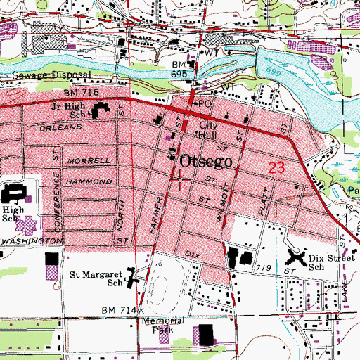 Topographic Map of City of Otsego, MI