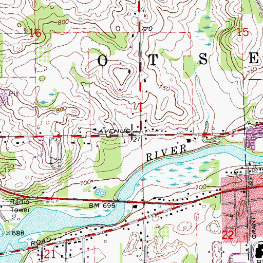 Topographic Map of Township of Otsego, MI