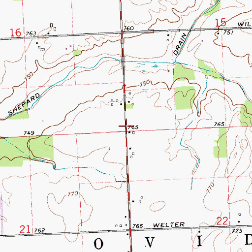 Topographic Map of Township of Ovid, MI