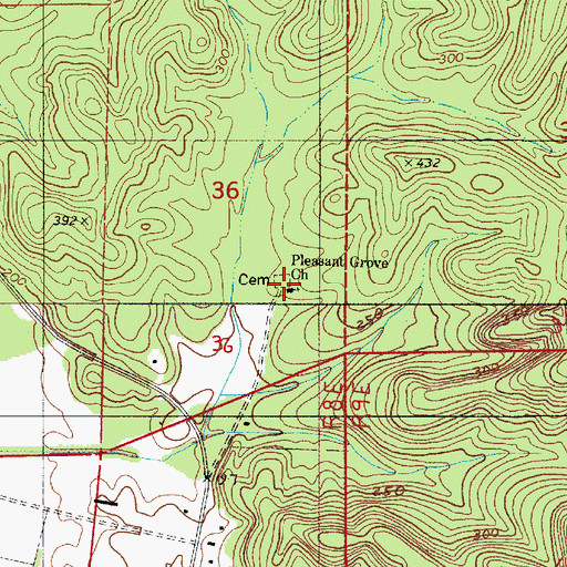 Topographic Map of Pleasant Grove Church, AL