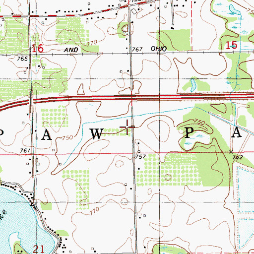Topographic Map of Township of Paw Paw, MI