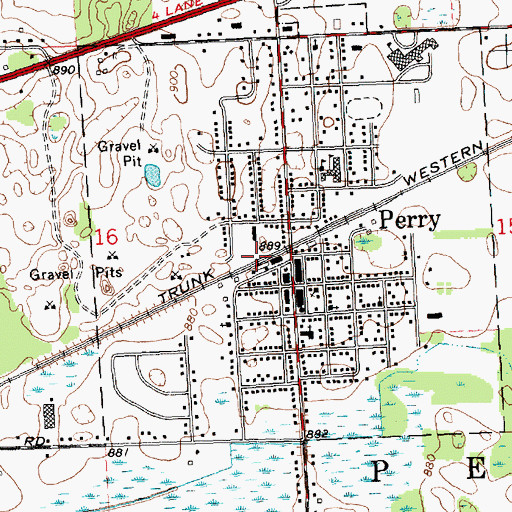 Topographic Map of City of Perry, MI