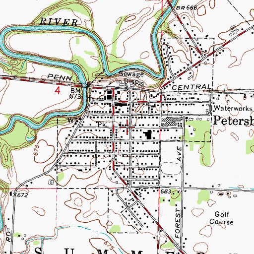 Topographic Map of City of Petersburg, MI