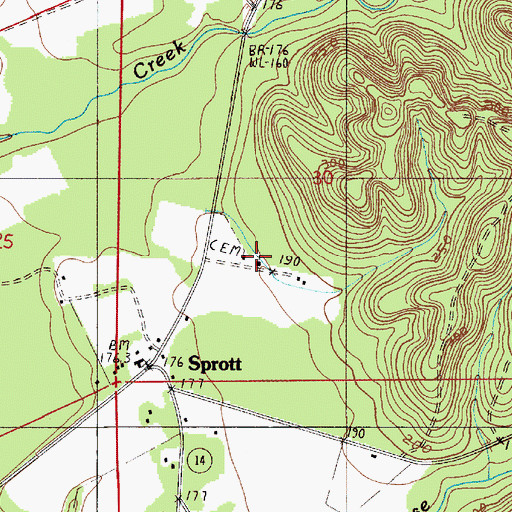 Topographic Map of Provewell Church, AL