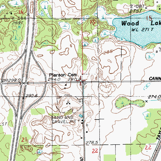 Topographic Map of Township of Pierson, MI
