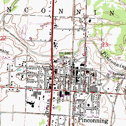 Topographic Map of City of Pinconning, MI