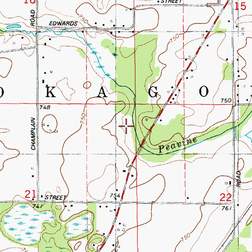 Topographic Map of Township of Pokagon, MI