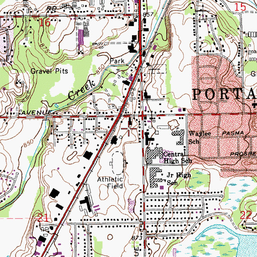 Topographic Map of City of Portage, MI
