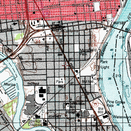 Topographic Map of City of Port Huron, MI