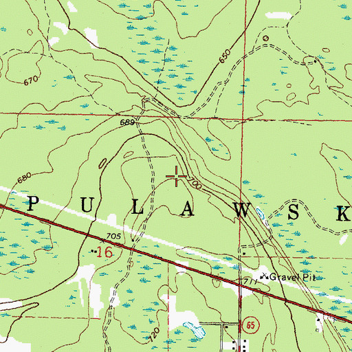 Topographic Map of Township of Pulawski, MI