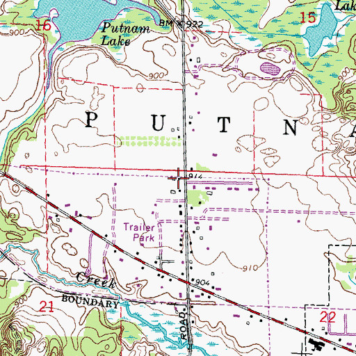 Topographic Map of Township of Putnam, MI