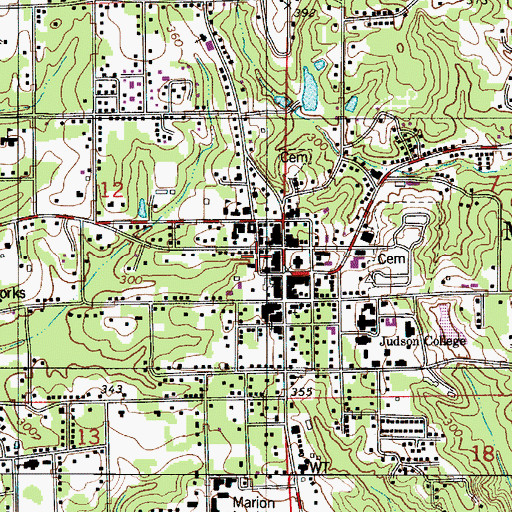 Topographic Map of Turner African Methodist Episcopal Chapel, AL