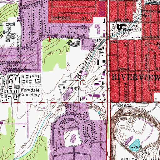 Topographic Map of City of Riverview, MI