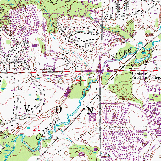 Topographic Map of City of Rochester Hills, MI