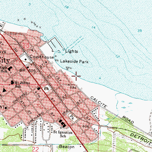 Topographic Map of City of Rogers City, MI