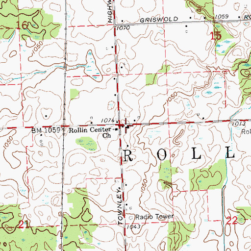 Topographic Map of Township of Rollin, MI