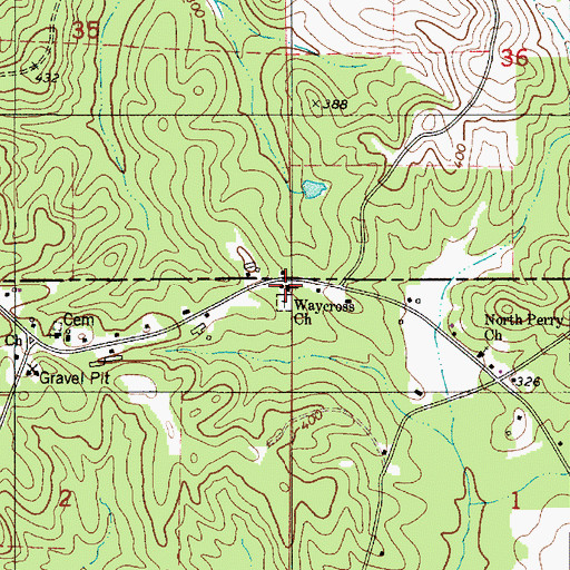 Topographic Map of Waycross Bible Methodist Church, AL