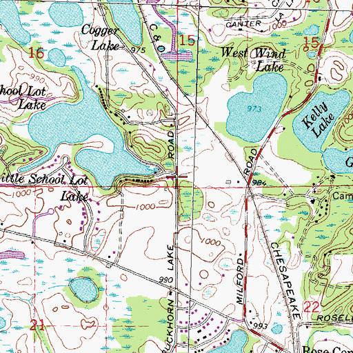 Topographic Map of Township of Rose, MI