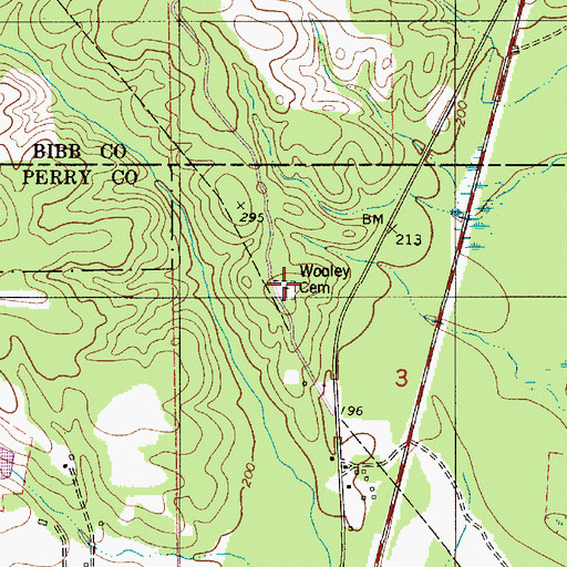 Topographic Map of Wooley Cemetery, AL