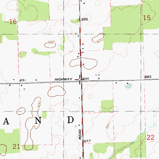 Topographic Map of Township of Roxand, MI