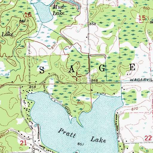Topographic Map of Township of Sage, MI