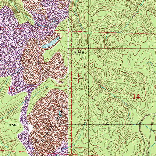 Topographic Map of Wooleys Mill (historical), AL