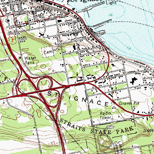 Topographic Map of City of Saint Ignace, MI