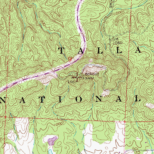 Topographic Map of Abel Horseblock Lookout Tower, AL