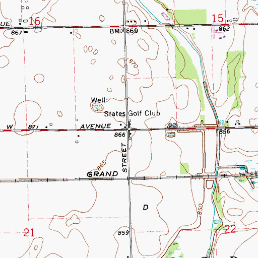 Topographic Map of Township of Schoolcraft, MI