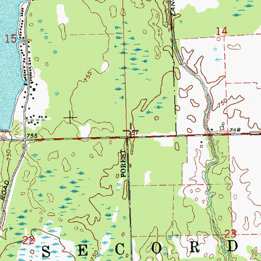 Topographic Map of Township of Secord, MI