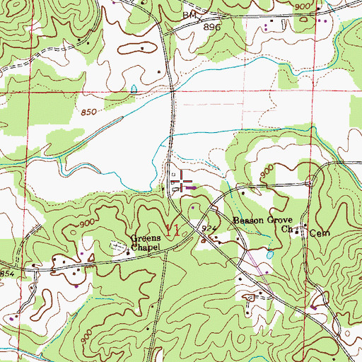 Topographic Map of Beason Mill, AL