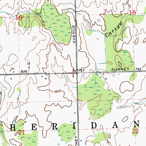 Topographic Map of Township of Sheridan, MI